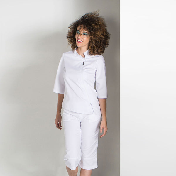 TÚNICA MILANO C/FECHO DE LADO-Branco - 101-XXS-RAG-Tailors-Fardas-e-Uniformes-Vestuario-Pro