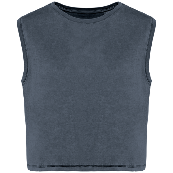 Top Curto Sem Mangas de Senhora em Algodão Biológico-Cinzento Mineral Lavado-XS-RAG-Tailors-Fardas-e-Uniformes-Vestuario-Pro