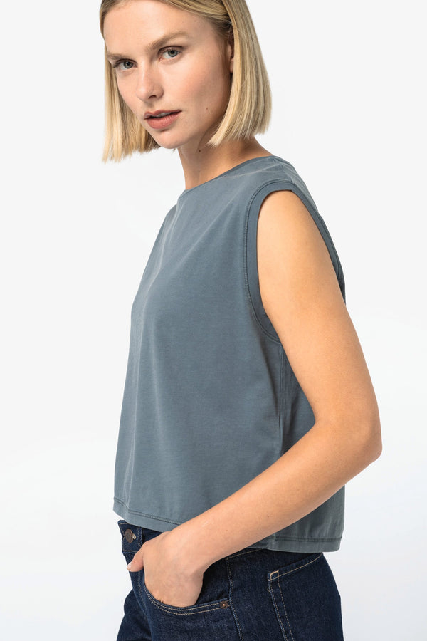 Top Curto Sem Mangas de Senhora em Algodão Biológico-RAG-Tailors-Fardas-e-Uniformes-Vestuario-Pro