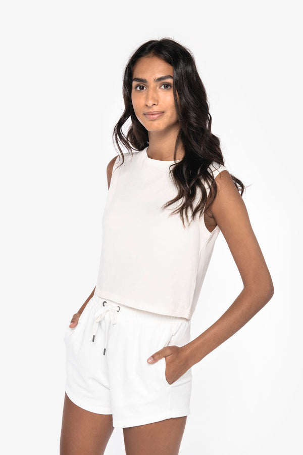Top Curto Sem Mangas de Senhora em Algodão Biológico-RAG-Tailors-Fardas-e-Uniformes-Vestuario-Pro