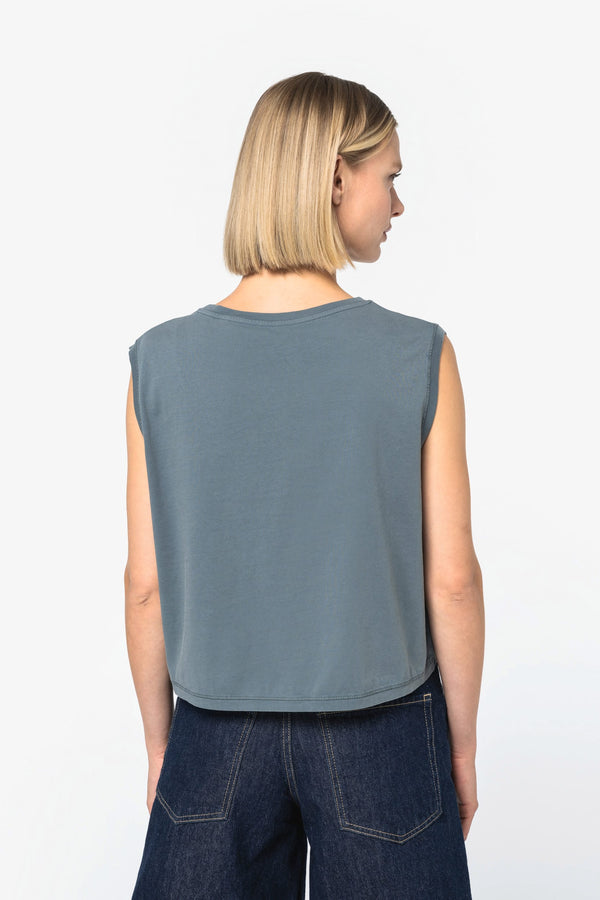 Top Curto Sem Mangas de Senhora em Algodão Biológico-RAG-Tailors-Fardas-e-Uniformes-Vestuario-Pro