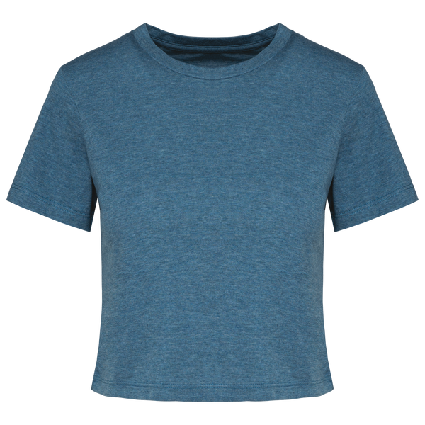 Top Curto Triblend de Senhora-Azul Pato Mesclado-XS-RAG-Tailors-Fardas-e-Uniformes-Vestuario-Pro