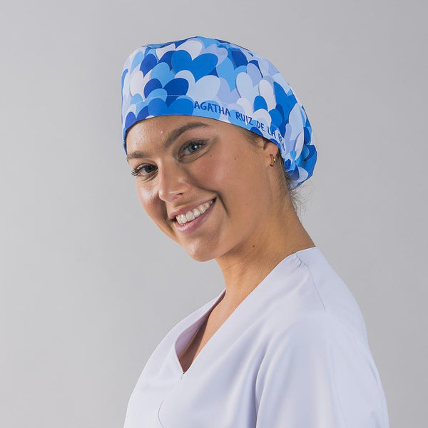 Touca Agatha Heart-Coraçoes Azuis-Único-RAG-Tailors-Fardas-e-Uniformes-Vestuario-Pro