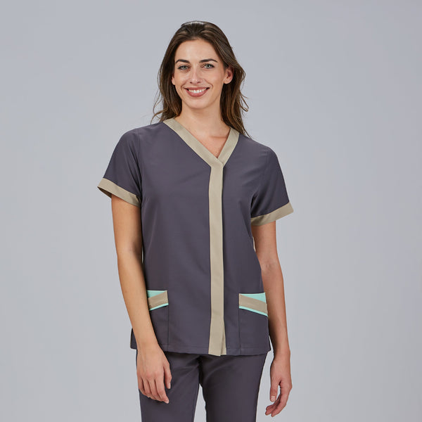 Túnica CASSANDRA com Botão Oculto-Cinza Marengo - 139-XS-RAG-Tailors-Fardas-e-Uniformes-Vestuario-Pro