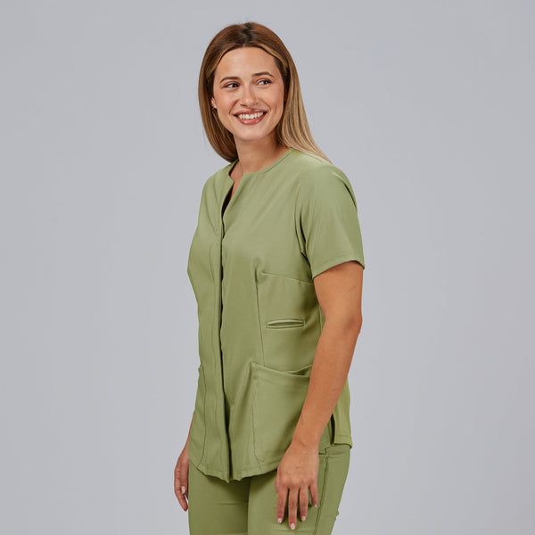Túnica Dulcinea de Senhora Aberta com Decote em V e Manga Curta-RAG-Tailors-Fardas-e-Uniformes-Vestuario-Pro