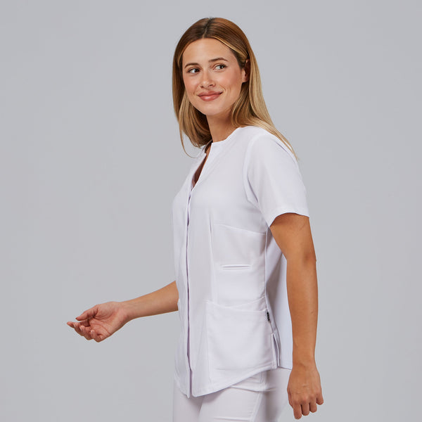 Túnica Dulcinea de Senhora Aberta com Decote em V e Manga Curta-RAG-Tailors-Fardas-e-Uniformes-Vestuario-Pro