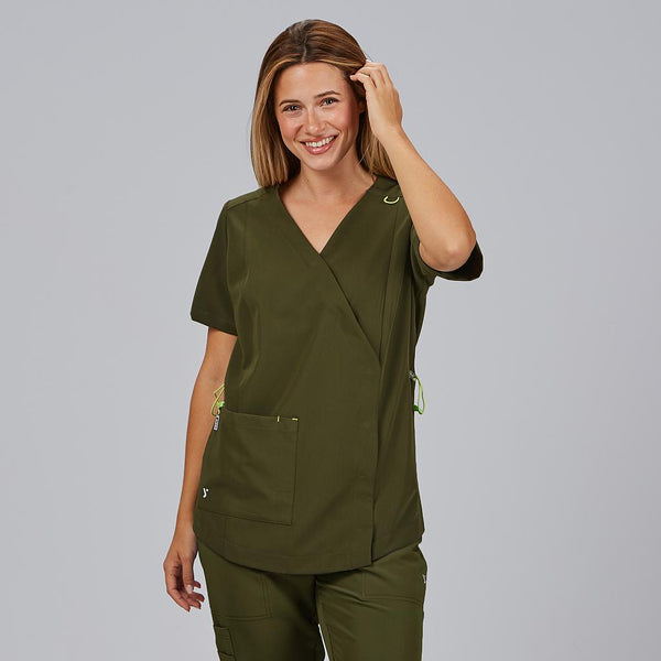 Túnica Mulher Franzido Costas M/C ELIRA-Verde Musgo - 154-XS-RAG-Tailors-Fardas-e-Uniformes-Vestuario-Pro