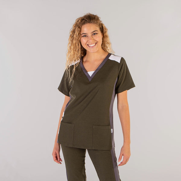 Túnica Senhora Microfibra 360 Vigoré Leticia-Verde Cáqui - 149-XS-RAG-Tailors-Fardas-e-Uniformes-Vestuario-Pro