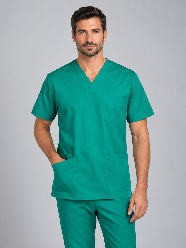 Túnica Unissexo Stretch Manga Curta-VERDE - 02-XS-RAG-Tailors-Fardas-e-Uniformes-Vestuario-Pro
