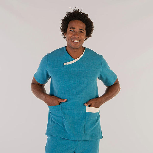 Túnica de Homem Holanda X.LINEN-Turquesa/Bege-XS-RAG-Tailors-Fardas-e-Uniformes-Vestuario-Pro