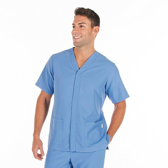 Túnica de Homem Microfibra NESTOR m/curta-Azul Celeste - 107-XS-RAG-Tailors-Fardas-e-Uniformes-Vestuario-Pro