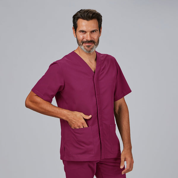 Túnica de Homem Microfibra NESTOR m/curta-Framboesa - 138-XS-RAG-Tailors-Fardas-e-Uniformes-Vestuario-Pro