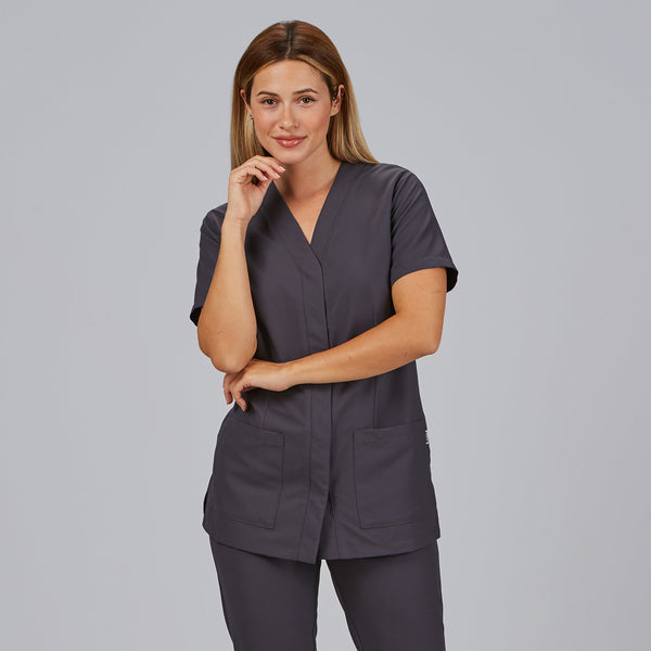 Túnica de Senhora Microfibra AITANA m/curta-Cinza Marengo - 139-XS-RAG-Tailors-Fardas-e-Uniformes-Vestuario-Pro