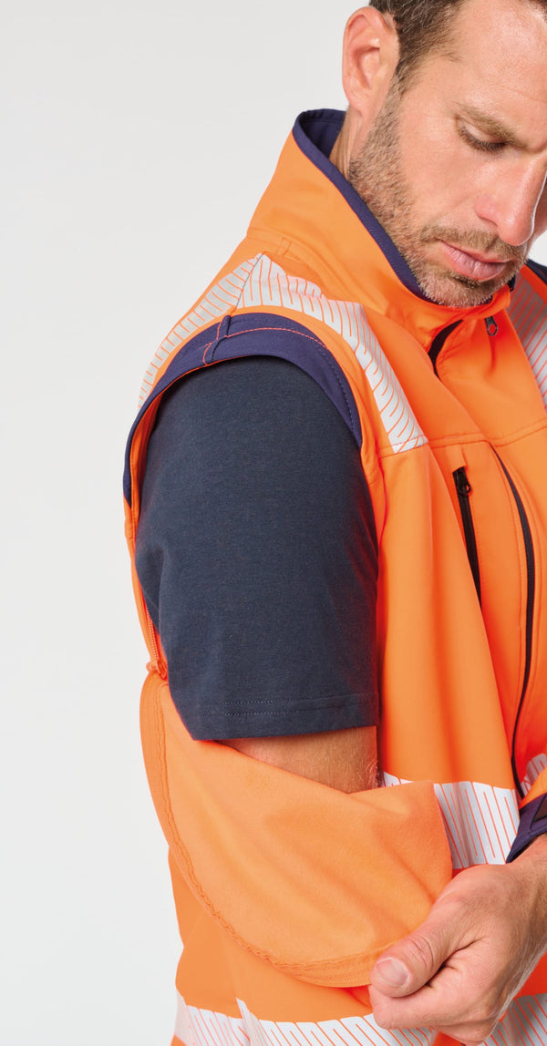 Casaco Softshell de Alta Visibilidade Reciclado com Mangas Amovíveis