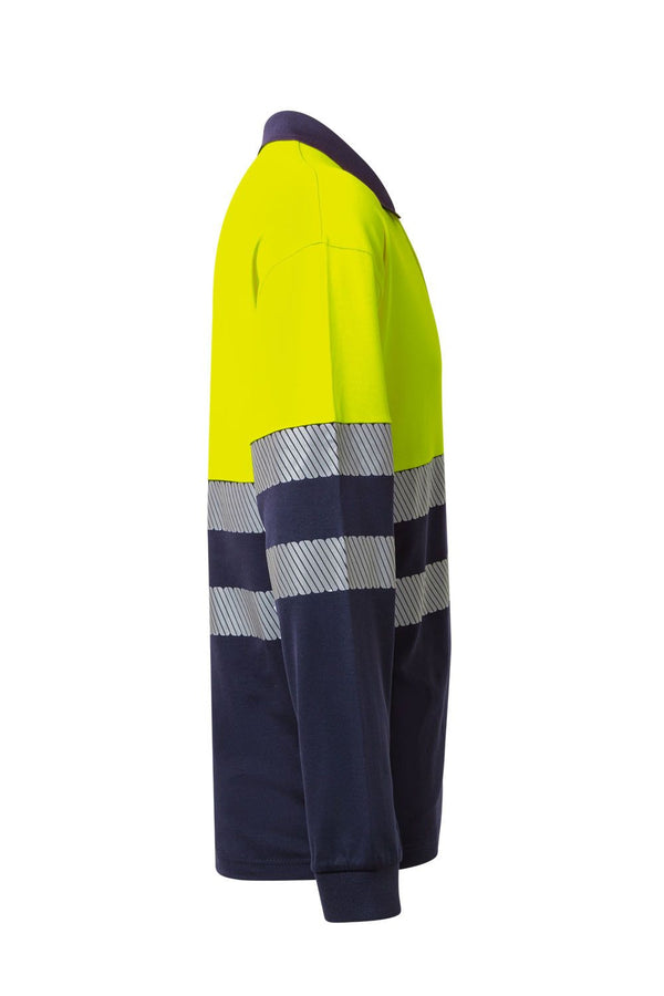 Polo de Algodão Bicolor Manga Comprida de Alta Visibilidade com Faixas Segmentadas-RAG-Tailors-Fardas-e-Uniformes-Vestuario-Pro