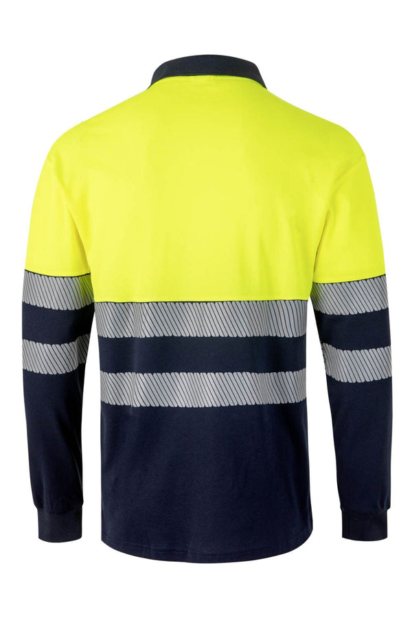 Polo de Algodão Bicolor Manga Comprida de Alta Visibilidade com Faixas Segmentadas-RAG-Tailors-Fardas-e-Uniformes-Vestuario-Pro