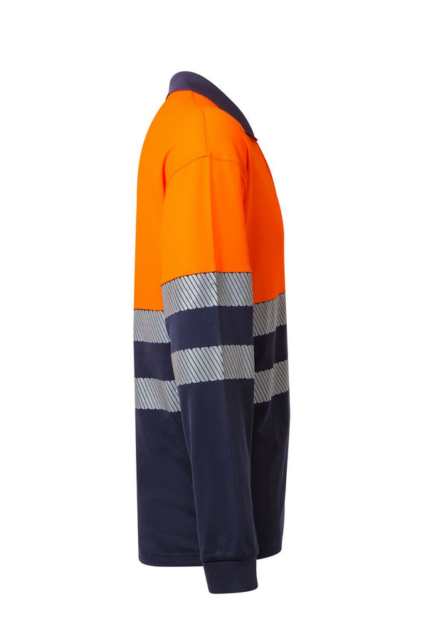 Polo de Algodão Bicolor Manga Comprida de Alta Visibilidade com Faixas Segmentadas-RAG-Tailors-Fardas-e-Uniformes-Vestuario-Pro
