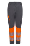 Calças Stretch recicladas bicolor com faixas segmentadas para mulher-Cinza/laranja Fluorescente - 08/19-XS-RAG-Tailors-Fardas-e-Uniformes-Vestuario-Pro