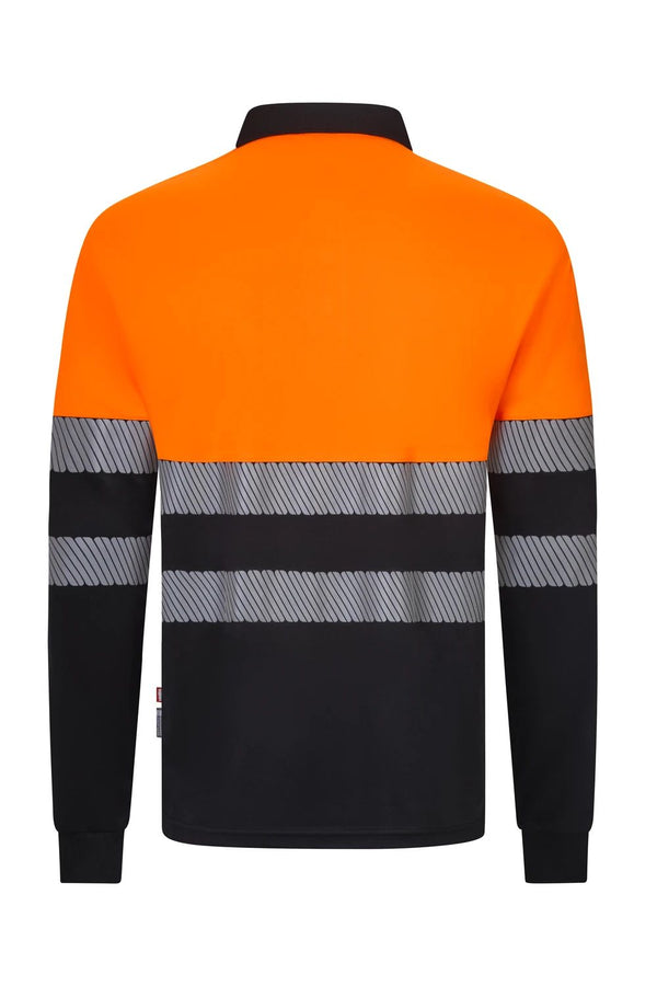 Polo de Trabalho em Poliéster Reciclado Bicolor de Manga Comprida com Fitas Refletoras Segmentadas-RAG-Tailors-Fardas-e-Uniformes-Vestuario-Pro