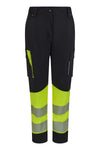 Calças Stretch recicladas bicolor com faixas segmentadas para mulher-Preto/amarelo Fluorescente - 00/20-XS-RAG-Tailors-Fardas-e-Uniformes-Vestuario-Pro