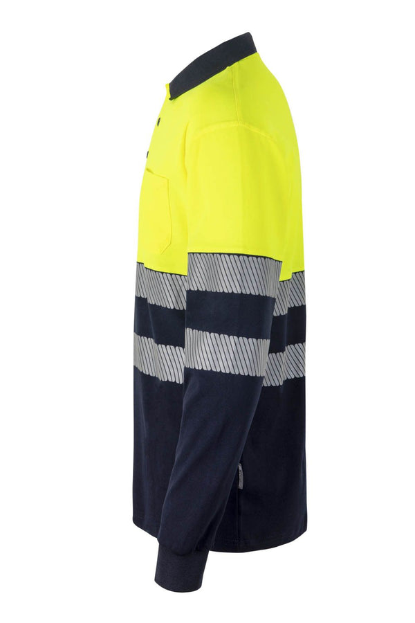 Polo de Algodão Bicolor Manga Comprida de Alta Visibilidade com Faixas Segmentadas-RAG-Tailors-Fardas-e-Uniformes-Vestuario-Pro