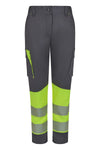 Calças Stretch recicladas bicolor com faixas segmentadas para mulher-Cinza/amarelo Fluorescente - 08/20-XS-RAG-Tailors-Fardas-e-Uniformes-Vestuario-Pro