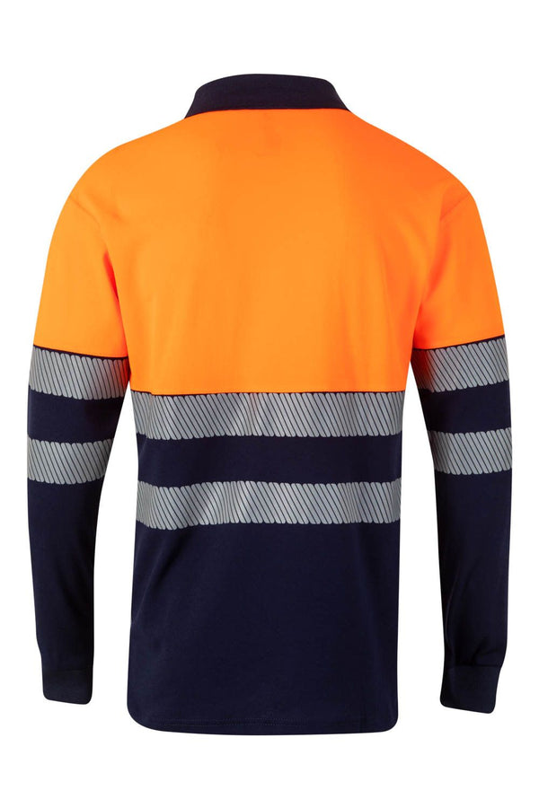 Polo de Algodão Bicolor Manga Comprida de Alta Visibilidade com Faixas Segmentadas-RAG-Tailors-Fardas-e-Uniformes-Vestuario-Pro