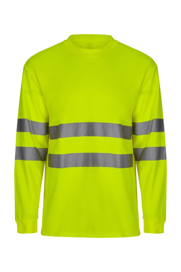 T-shirt de Alta Visibilidade em Algodão de Manga Comprida-Amarelo Fluorescente - 20-S-RAG-Tailors-Fardas-e-Uniformes-Vestuario-Pro