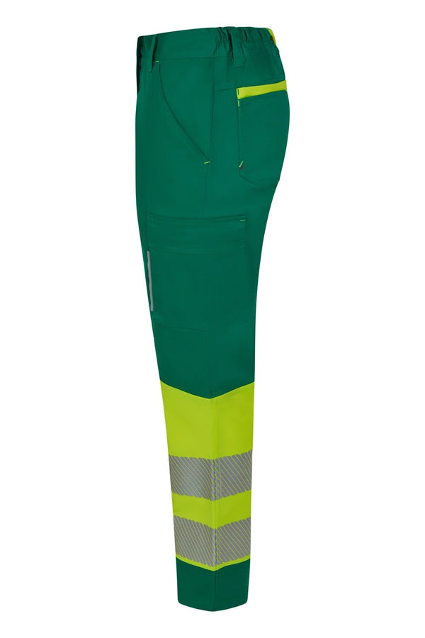 Calças Stretch recicladas bicolor com faixas segmentadas para mulher-RAG-Tailors-Fardas-e-Uniformes-Vestuario-Pro