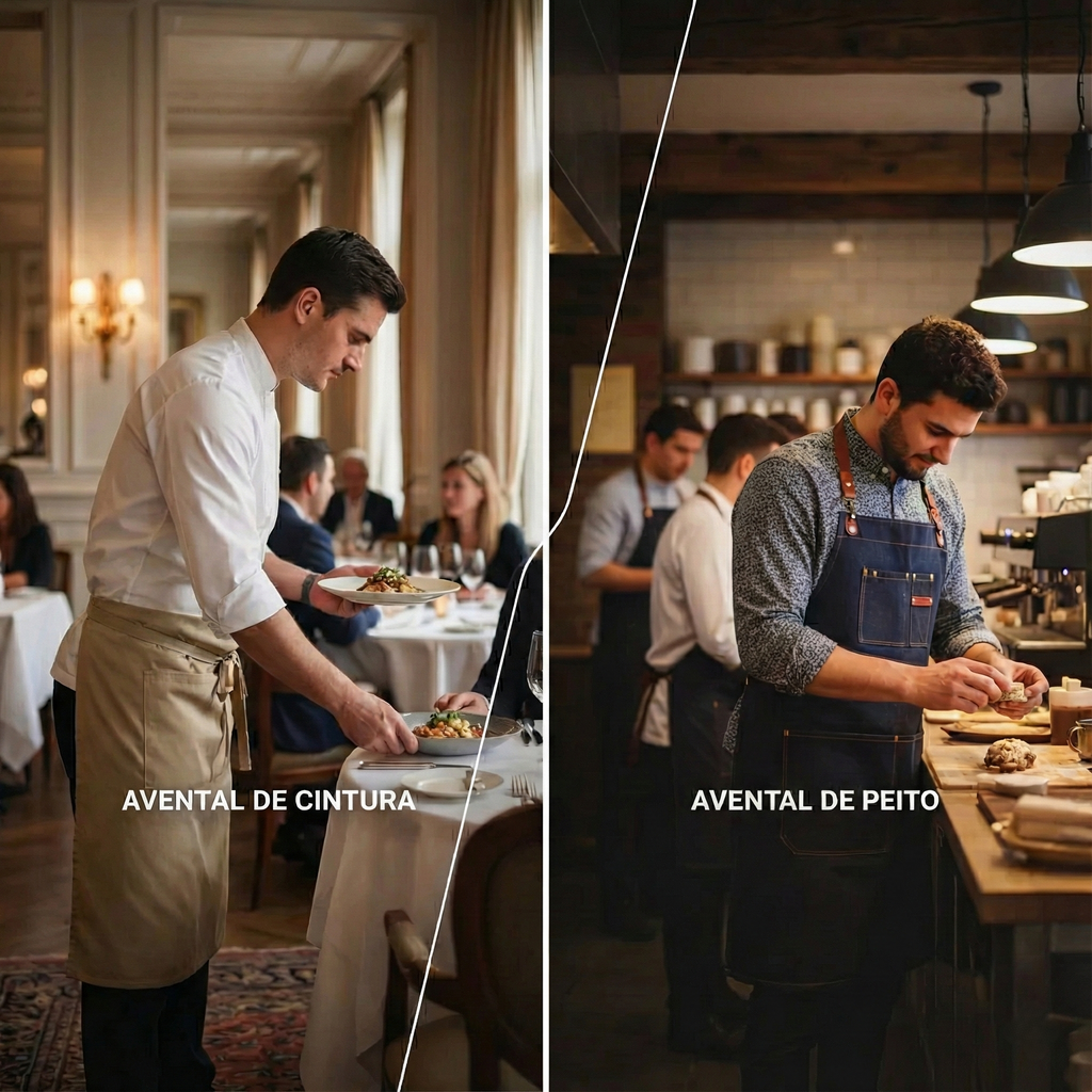 Avental de Cintura vs. Peito: Guia de Escolha para Hotelaria