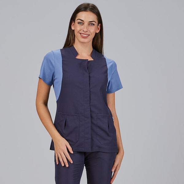 Carmina Short-Sleeve Tunic with Hidden Buttons