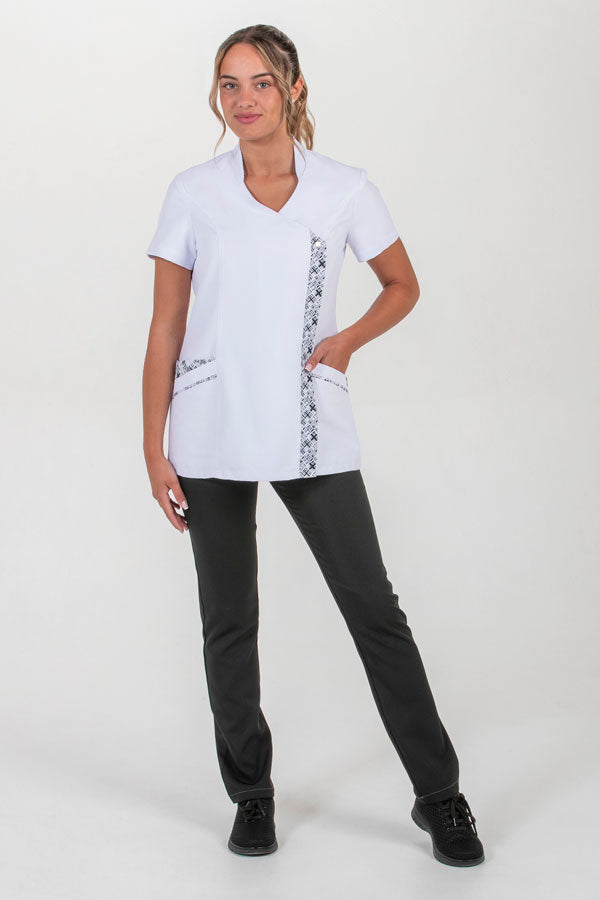 Women's White Microfiber Tunic with Print