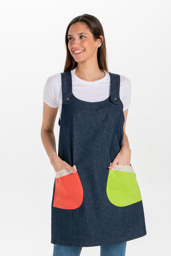 Avental Bata Educadora texano-Azul Jeans-XS / (SP)-RAG-Tailors-Fardas-e-Uniformes-Vestuario-Pro