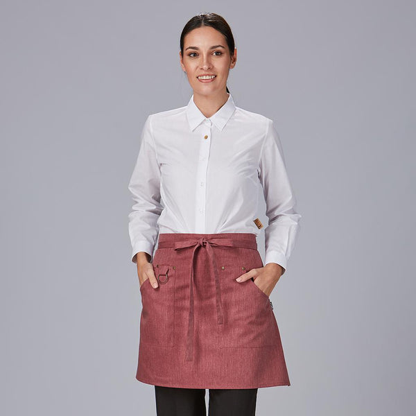 Avental Curto com Rebordos em Sarja Reciclada 50x74 cm-Bordeux-112-UD-RAG-Tailors-Fardas-e-Uniformes-Vestuario-Pro