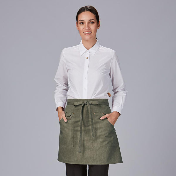 Avental Curto com Rebordos em Sarja Reciclada 50x74 cm-Verde Caqui-149-UD-RAG-Tailors-Fardas-e-Uniformes-Vestuario-Pro