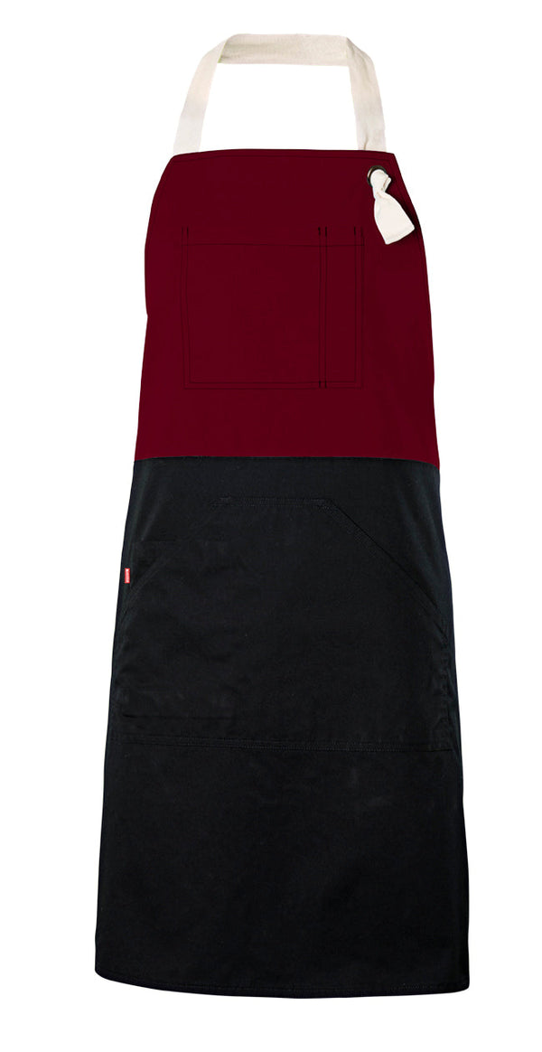 Avental com Peito Bicolor-Graná-Único-RAG-Tailors-Fardas-e-Uniformes-Vestuario-Pro