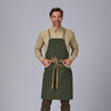 Avental de Peito Bicolor com Cinta às Riscas 86x74 cm-Verde Caqui-149-Único-RAG-Tailors-Fardas-e-Uniformes-Vestuario-Pro