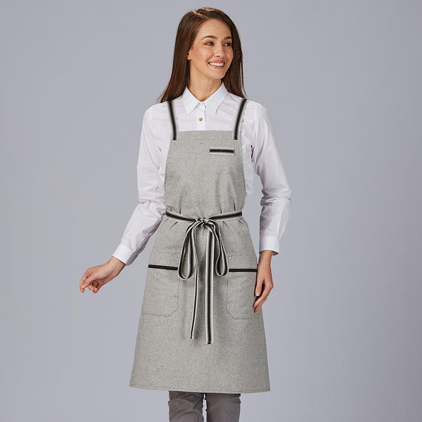 Avental de Peito com Bolso e Fitas Combinadas 88x74 cm-Cinzento - 109-UD-RAG-Tailors-Fardas-e-Uniformes-Vestuario-Pro