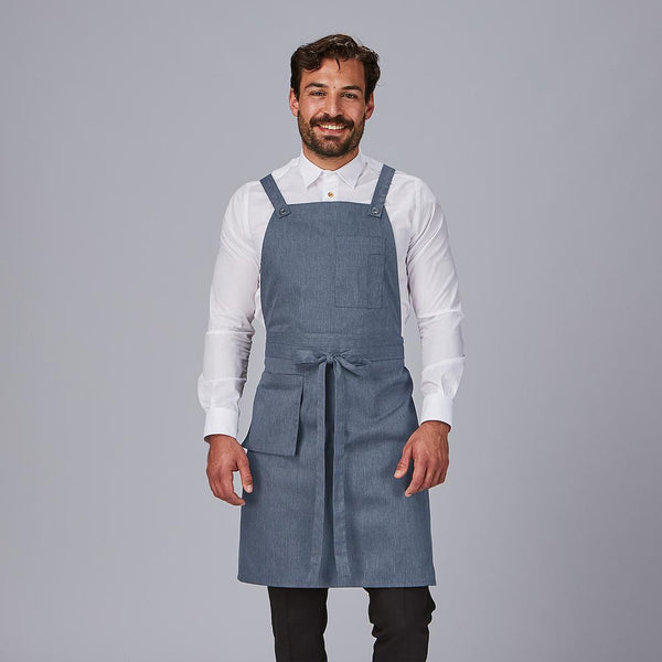 Avental de Peito com Bolsos Estilo Carteira em Sarga Reciclada 88x74 cm-Azulina-103-UD-RAG-Tailors-Fardas-e-Uniformes-Vestuario-Pro