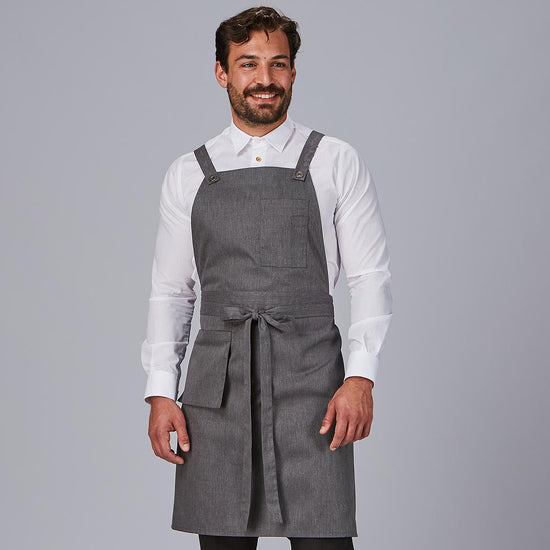 Avental de Peito com Bolsos Estilo Carteira em Sarga Reciclada 88x74 cm-Preto-001-Único-RAG-Tailors-Fardas-e-Uniformes-Vestuario-Pro