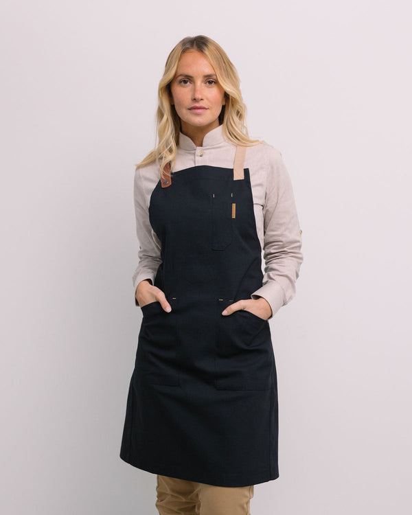 Avental de peito Cruzado Retro-Preto-Único-RAG-Tailors-Fardas-e-Uniformes-Vestuario-Pro