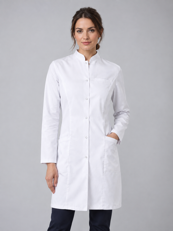 BATA STRETCH GOLA MAO MULHER-Branco-XS-RAG-Tailors-Fardas-e-Uniformes-Vestuario-Pro
