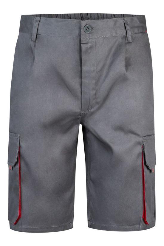 BERMUDAS BICOLOR MULTIBOLSOS em Cinza-Cinza/Vermelho-34-RAG-Tailors-Fardas-e-Uniformes-Vestuario-Pro