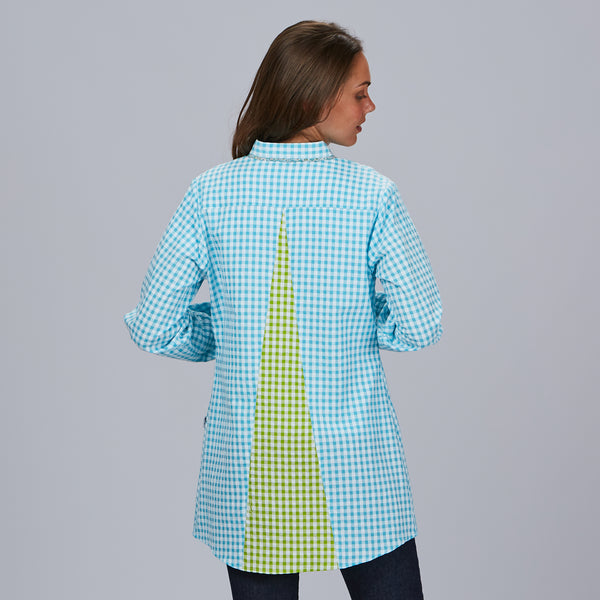 Bata Educadora Classic em vichy bambula sustentável-RAG-Tailors-Fardas-e-Uniformes-Vestuario-Pro