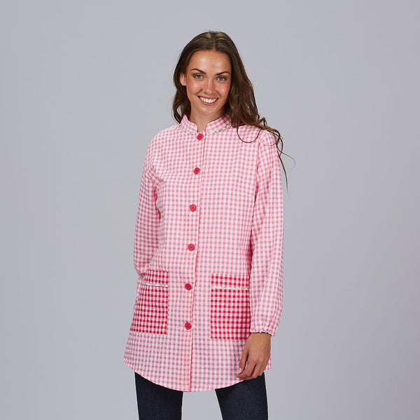 Bata Educadora Classic em vichy bambula sustentável-RAG-Tailors-Fardas-e-Uniformes-Vestuario-Pro