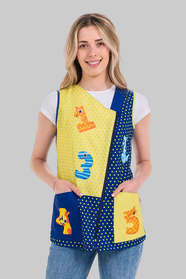 Bata Educadora Estampado de Números-Azul-SP-RAG-Tailors-Fardas-e-Uniformes-Vestuario-Pro