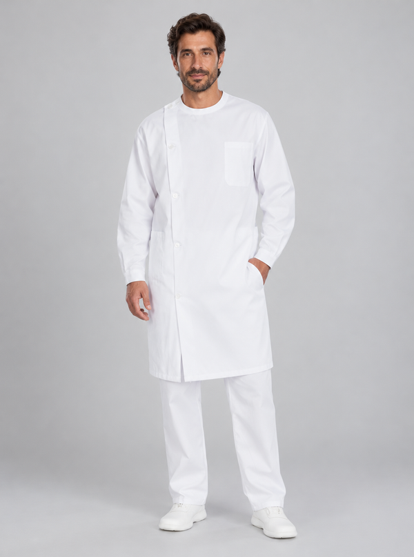 Bata Homem Aberta ao Lado-Branco-XS-RAG-Tailors-Fardas-e-Uniformes-Vestuario-Pro