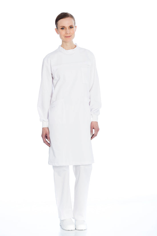 Bata Unissexo M. Comprida e Punho Elástico Aperta atrás-Branco-XS-RAG-Tailors-Fardas-e-Uniformes-Vestuario-Pro