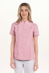 Bata cintada com gola padre e botões pérola-Rosa - 481-XS / (SP)-RAG-Tailors-Fardas-e-Uniformes-Vestuario-Pro