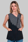 Bata de Comércio Preta e Branca Tetris Sem Mangas-Preto - 786-M-RAG-Tailors-Fardas-e-Uniformes-Vestuario-Pro
